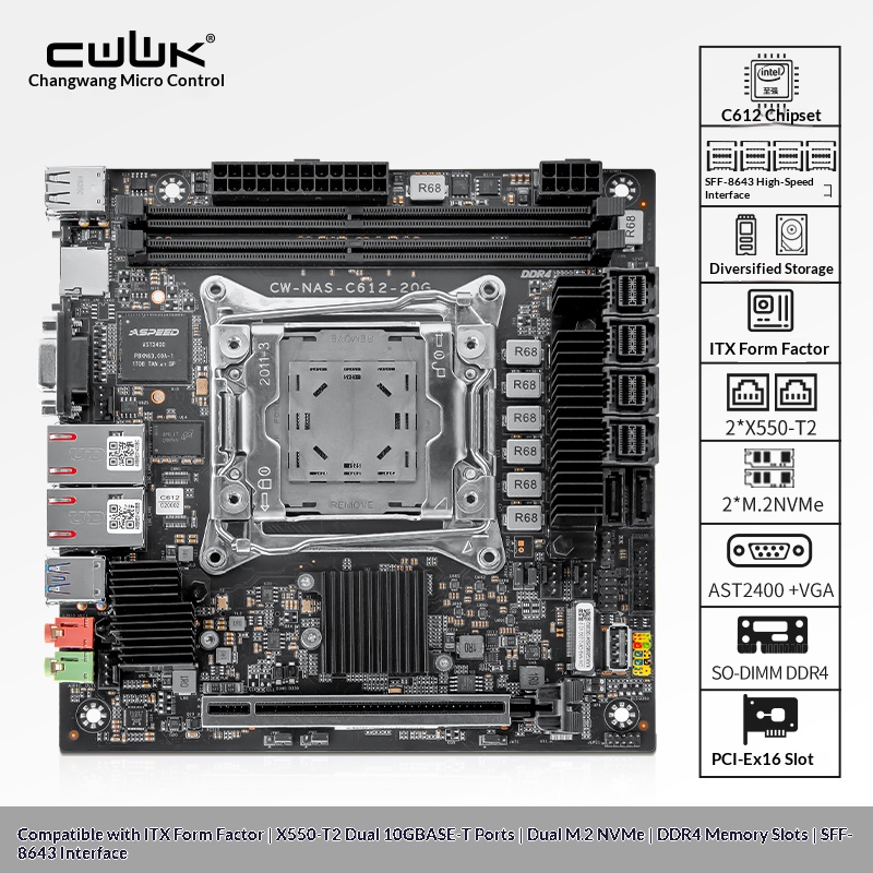 Placa-mãe C612 LGA 2011-3 Xeon - Nas Motherboard 8 Sata Mini Itx avaliação e preço