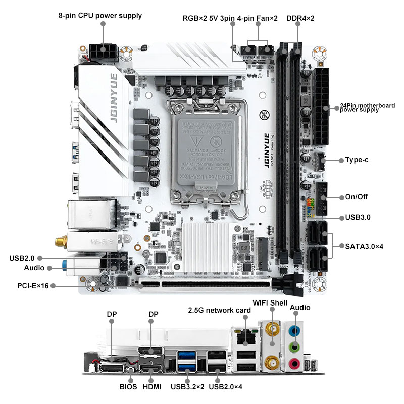 Placa-mãe Mini ITX JGINYUE B76 - Lga1700 Itx Motherboard Ddr5 avaliação e preço